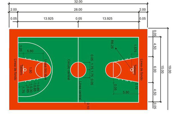籃球場圍網(wǎng)標準尺寸平面圖